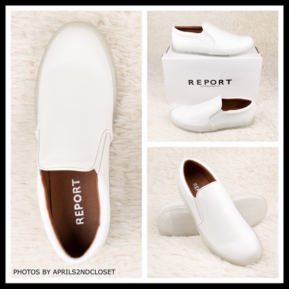 WHITE PLATFORM SLIP ON LOW TOPS SNEAKERS A2C - Picture 2 of 8